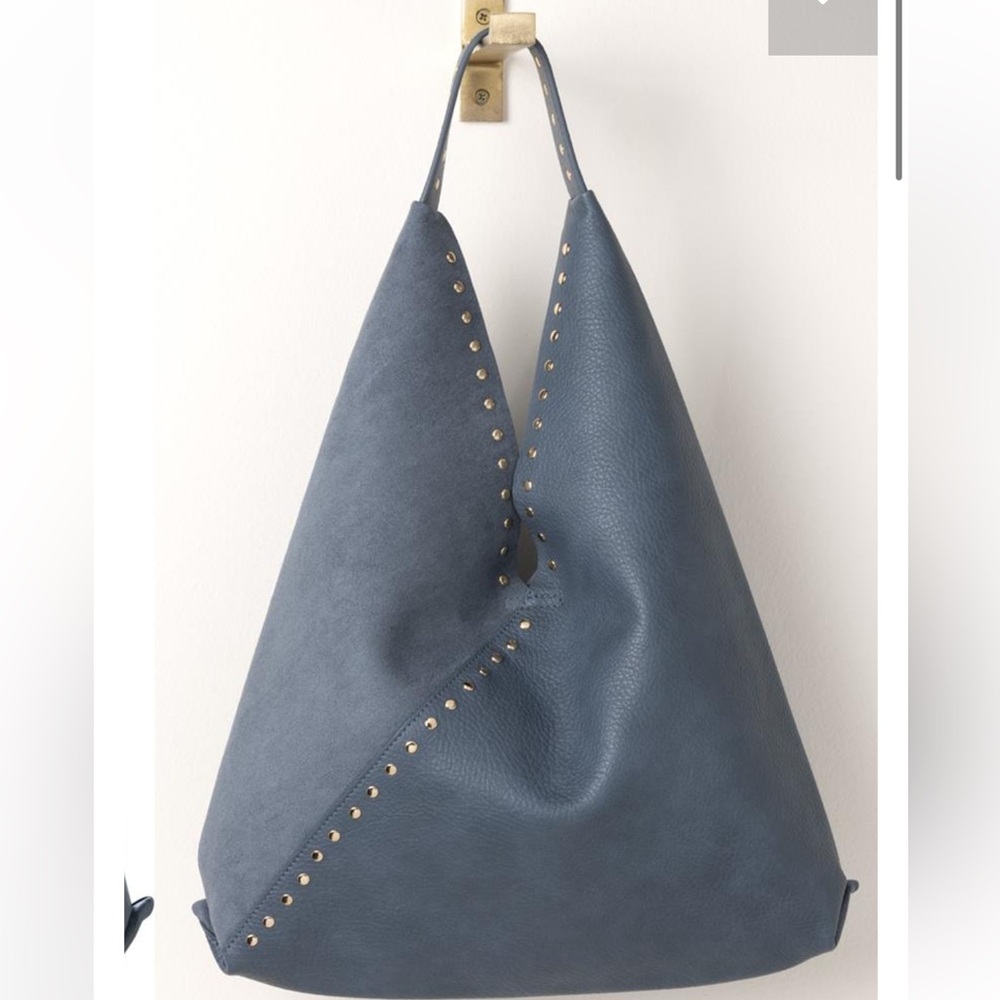 Stylish Blue Leather Tote Bag
